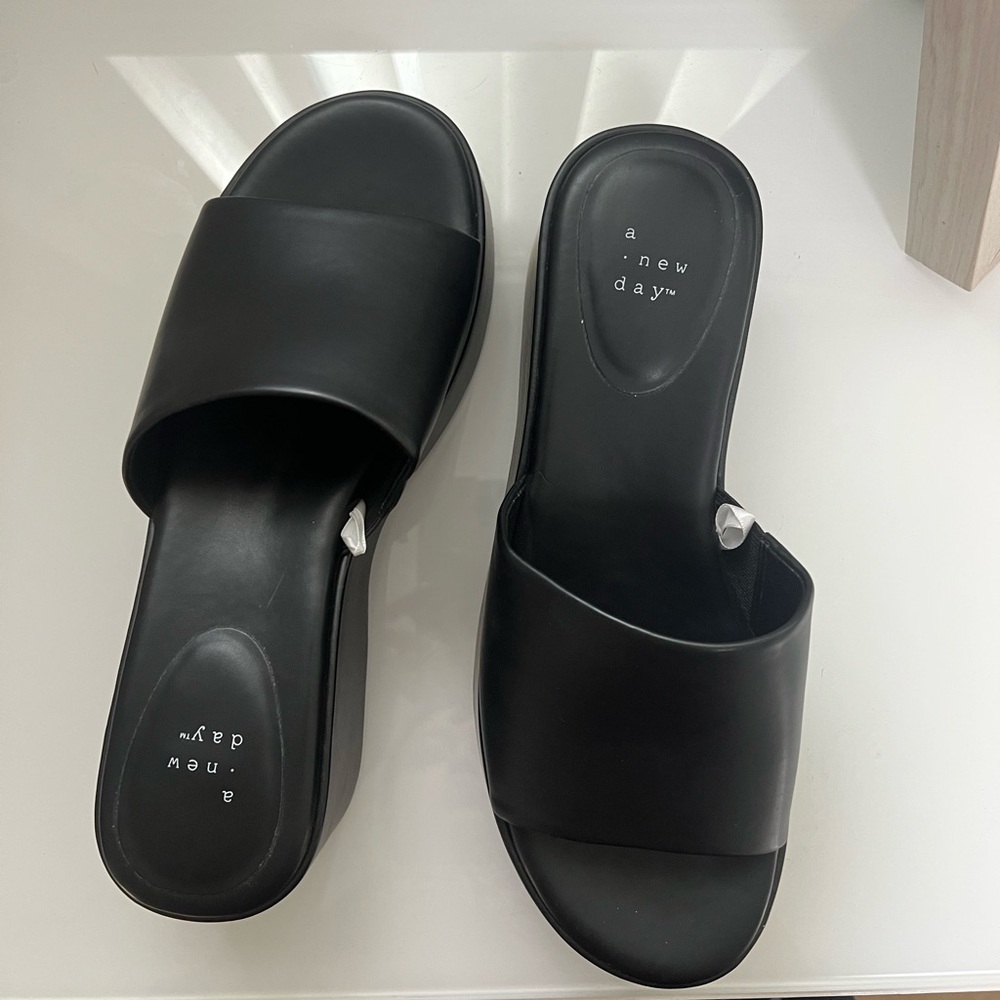 A New Day Women's Black Slide Sandals